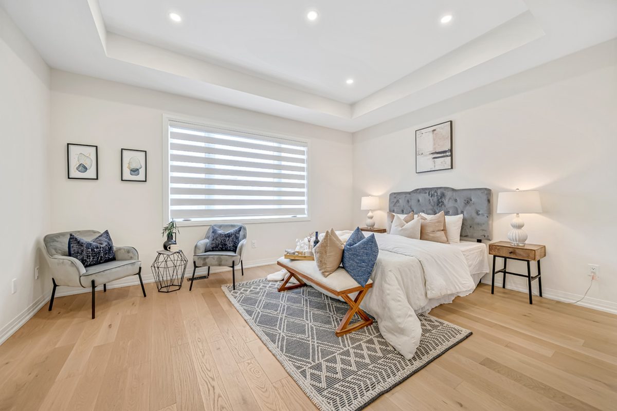 Primary bedroom after professional staging